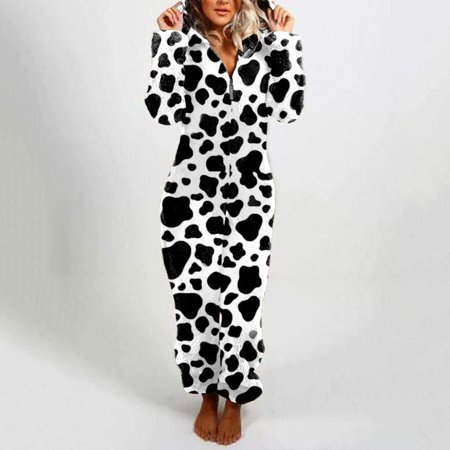 

Women s Long Sleeved Hooded Plush Home Clothes Pajamas One-piece Clothes Jumpsuits Fragarn