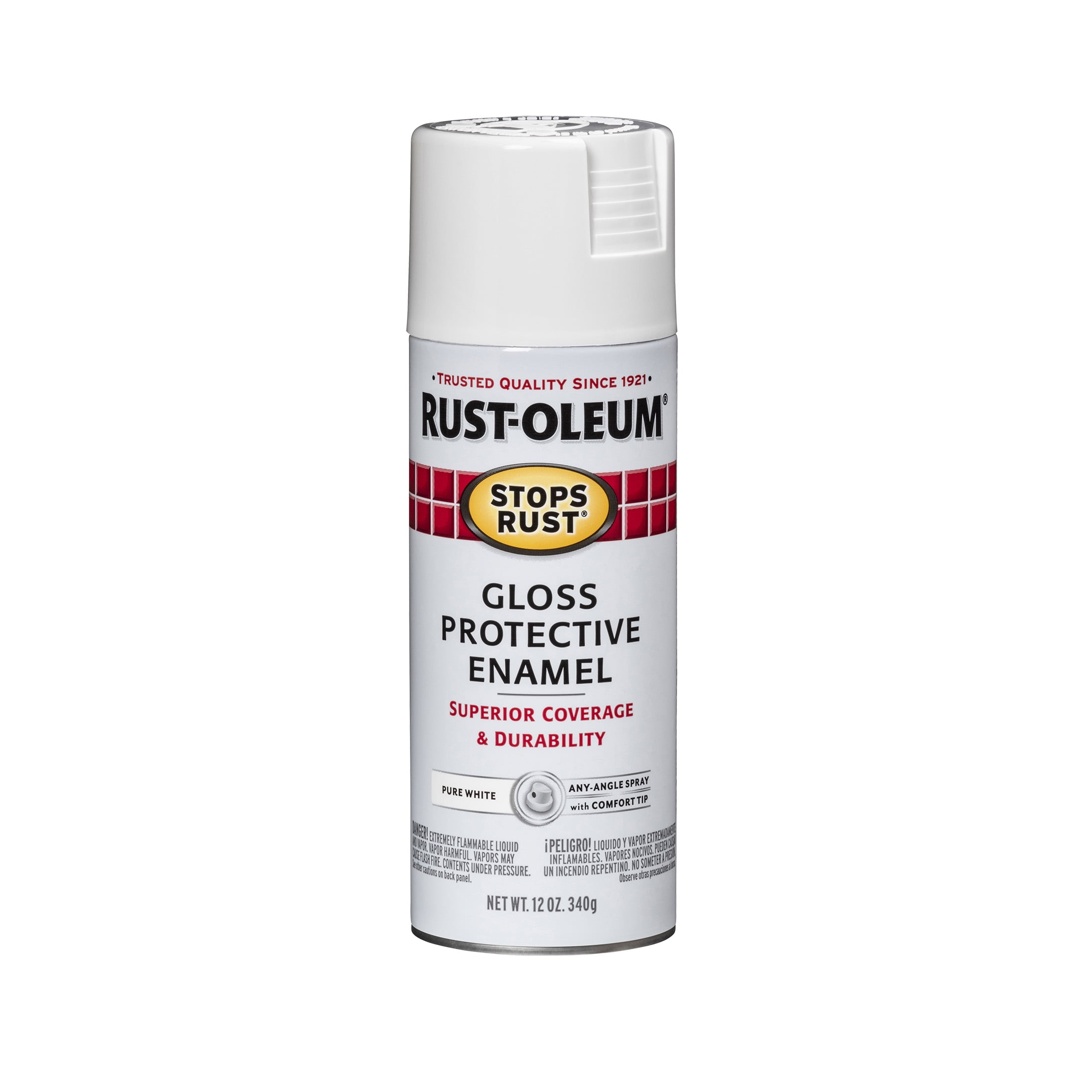 (2 pack) Pure White, Rust-Oleum Stops Rust Protective Enamel Gloss Spray Paint-250702, 12 oz