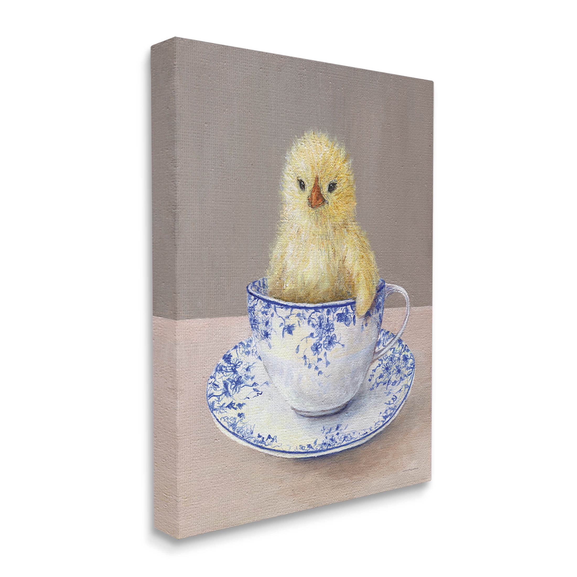 Stupell Industries Baby Chick Ornate Teacup Mug Painting Gallery Wrapped Canvas Print Wall Art, Design by Kamdon Kreations