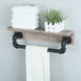 thumbnail image 3 of PinesC Industrial Pipe Rack, Rustic Wall Rack with Towel Bar, 20 Inch Farmhouse Bathroom Towel Rack, Floating Shelf Wall Mounted Home Decor Wooden Rack, Vintage Gray Vintage Gray 20 Inch, 3 of 5