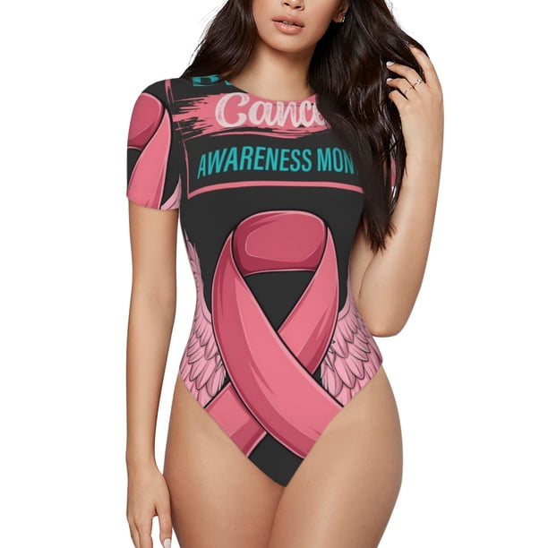 Balery Ribbon With Angel Wings Body de cuello redondo de manga corta para mujer Tops de manga corta Tops básicos-Medium