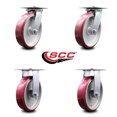 thumbnail image 2 of 8 Inch Poly on Aluminum Caster Set with Ball Bearings 2 Swivel 2 Rigid SCC, 2 of 2