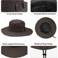 thumbnail image 6 of BLSCODE Men's Sun Hats Summer UPF50+ Wide Brim Bucket Hat Breathable Waterproof Foldable Safari Boonie Cap Coffee, 6 of 7