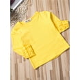 thumbnail image 4 of Inevnen Toddler Baby Girl Basic Plain Ruffle Cuff Long Sleeve T Shirts Tee Tops, 4 of 7