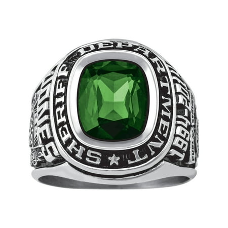 Personalized Men's Sheriff Department Ring available in Valadium Metals,Silver Plus, 10kt and 14kt Yellow and White Gold