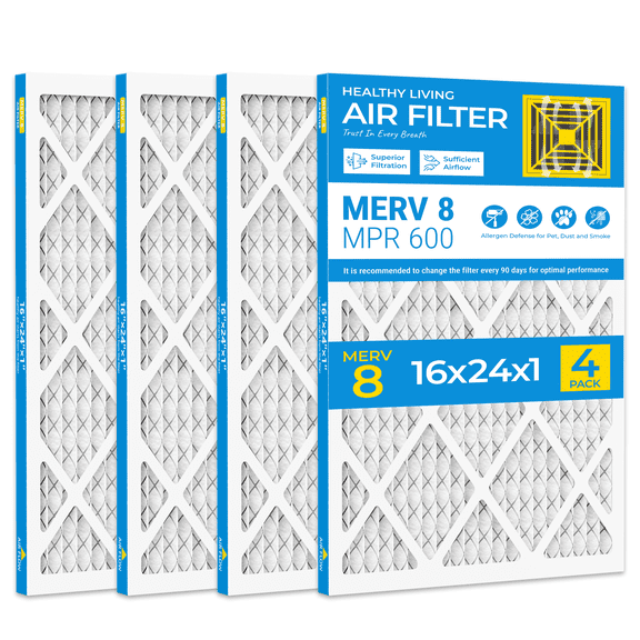 SUIXINEYI MERV8 16X24X1 AC Furnace Air Filters for Dust Reduction, Pleated HVAC Furnace,4 Filter