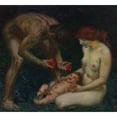 thumbnail image 2 of Franz von Stuck 13x12 Gold Ornate Wood Frame and Double Matted Museum Art Print Titled - Adam and Eva (The Family) (1912), 2 of 4