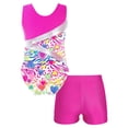 thumbnail image 2 of iixpin Kids Girls 2 Piece Dance Outfits Printed Gymnastic Leotard with Athletic Short Dancewear Tracksuit Swimsuit Rose 6, 2 of 7