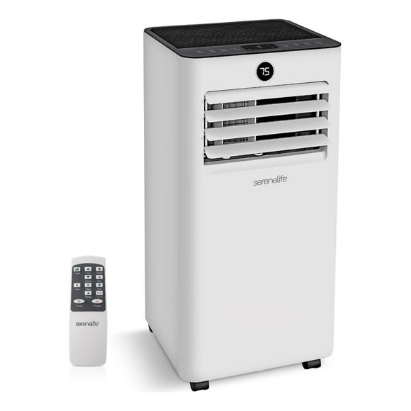 Aire Acondicionado Portátil 8000 BTU SereneLife, Pequeño, Modo Frio, Calor, Ventilador, Cobertura de 32 M2, Temporizador de hasta 24 Horas y Kit de Montaje para Ventana Incluido