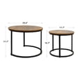 thumbnail image 3 of Hawsaiy 2-in-1 Nesting Coffee Table Set,Vintage Round Tea Table with Adjustable Foot Pads,Brown, 3 of 10
