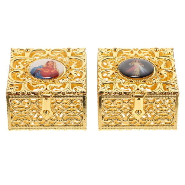 2 unids Cajas de joyería de aleación de zinc Caja pequeña recipiente para pendientes Pulseras Collar