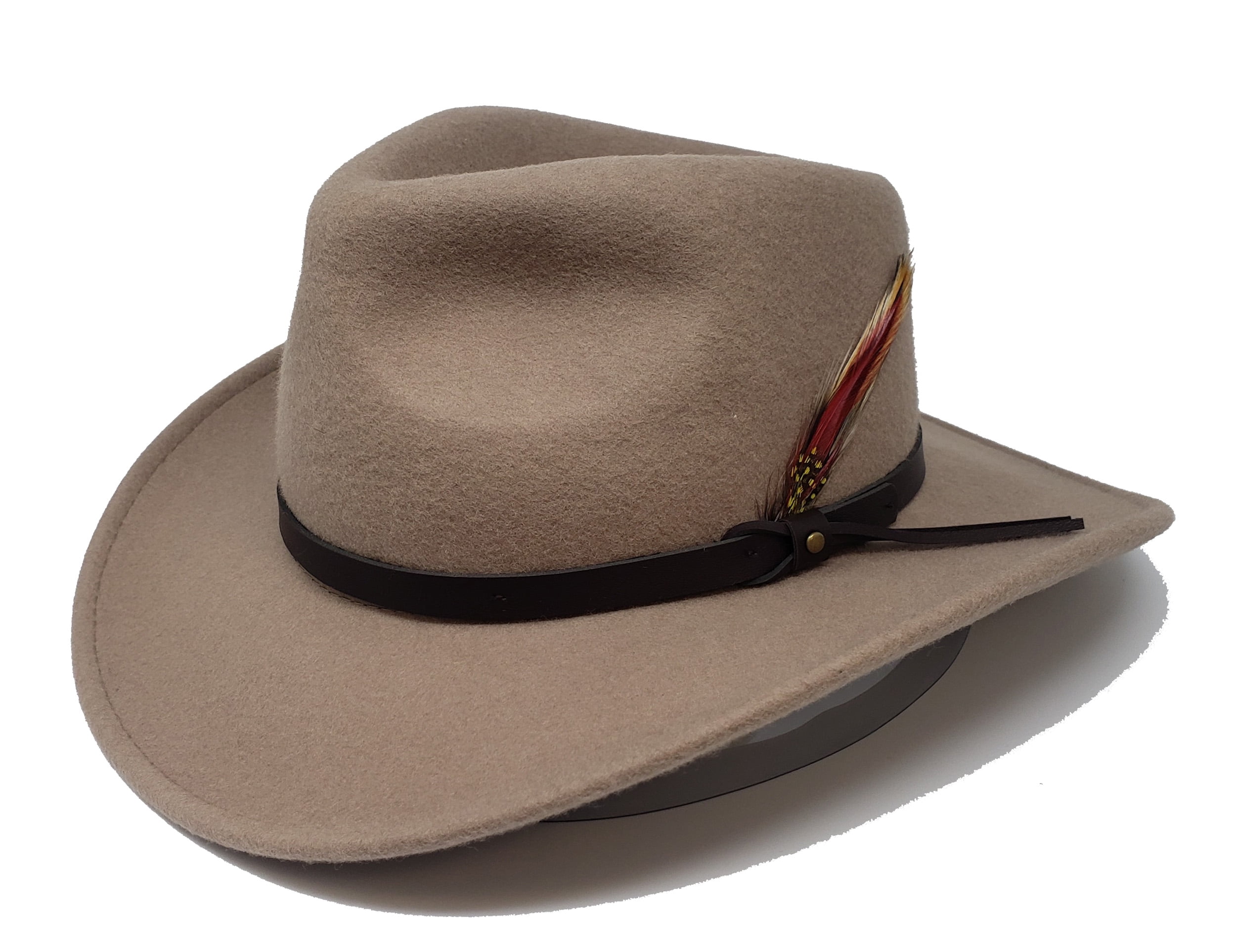 Mens Brown Felt Crushable Western Cowboy Rodeo hat  wire brim hat S to XL new