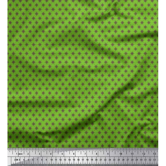 Soimoi Green Cotton Duck Fabric Geometrical Star Geometric Decor Fabric Printed Yard 42 Inch Wide