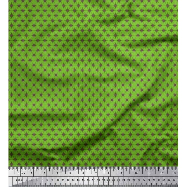 Soimoi Green Rayon Fabric Geometrical Star Geometric Print Sewing Fabric Yard 56 Inch Wide