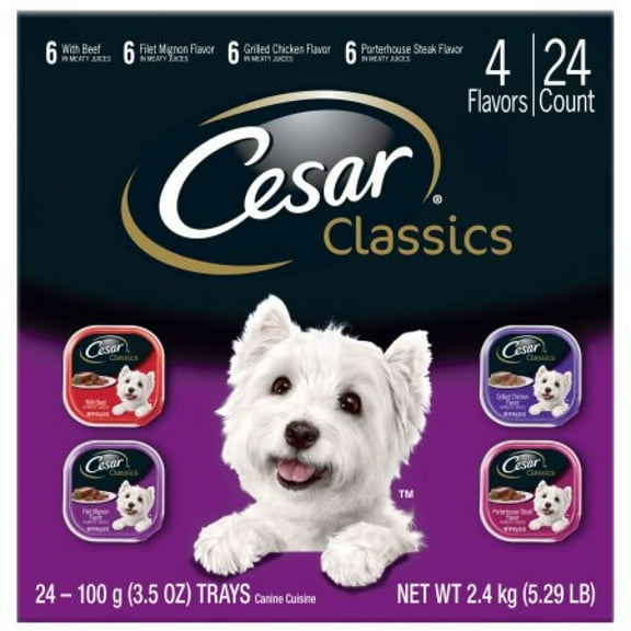 Cesar Classics Variety Pack Dog Food, 3.5 oz Trays (Pack of 4)