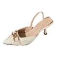 thumbnail image 2 of Miluxas Slingback Kitten Heels for Women Heeled Pumps Pointed Closed Toe Heels Vintage Stiletto Pumps Shoes Beige 9(42), 2 of 9