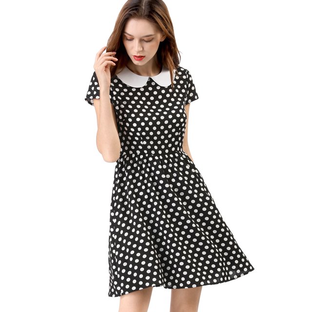 INSPIRE CHIC Robe à Col Claudine au-Dessus du Genou avec Fermeture Éclair Cachée dans le Dos pour Femmes