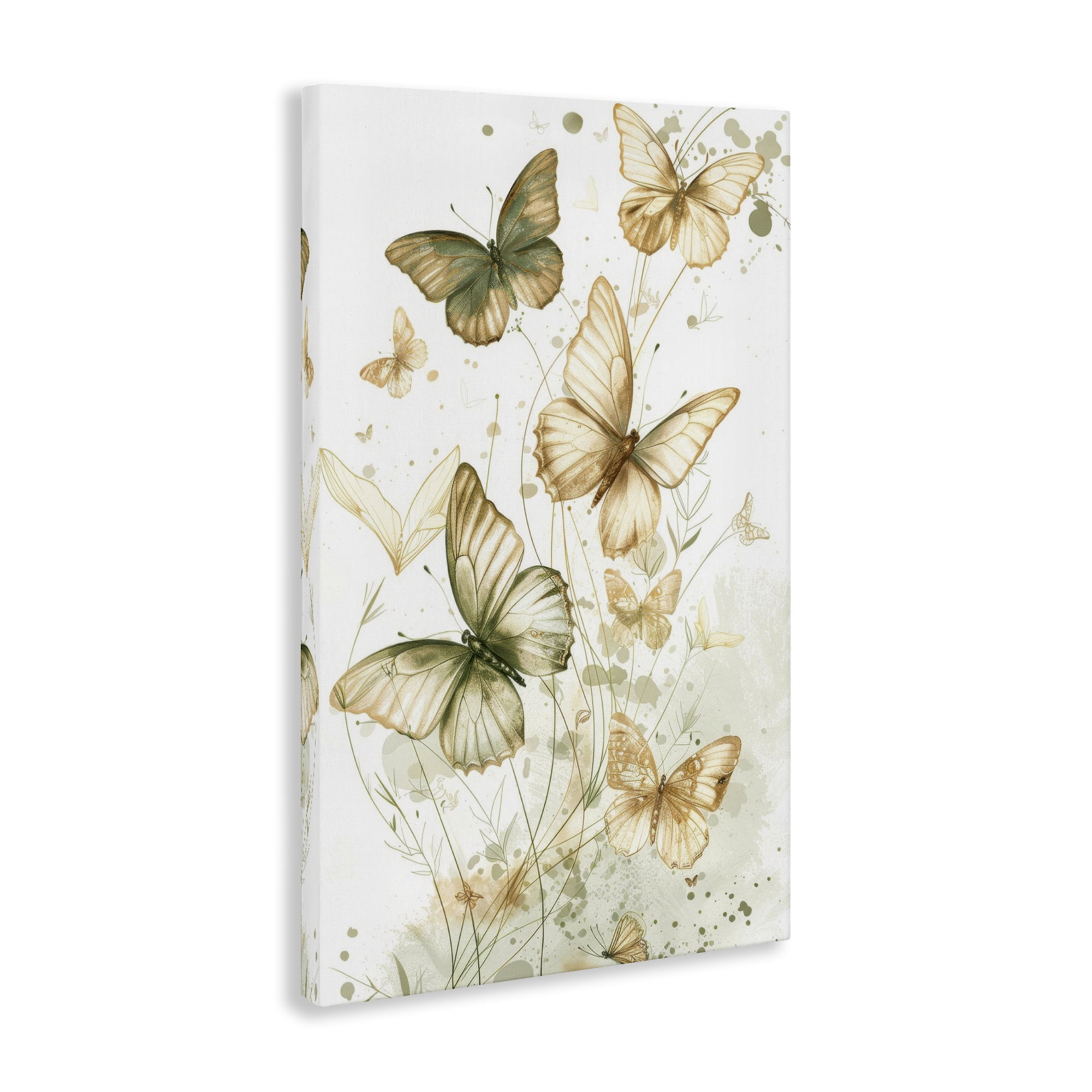 Stupell Industries Neutral Watercolor Butterflies Insects Painting Wrapped Canvas Art Print Wall Art, 24 x 36