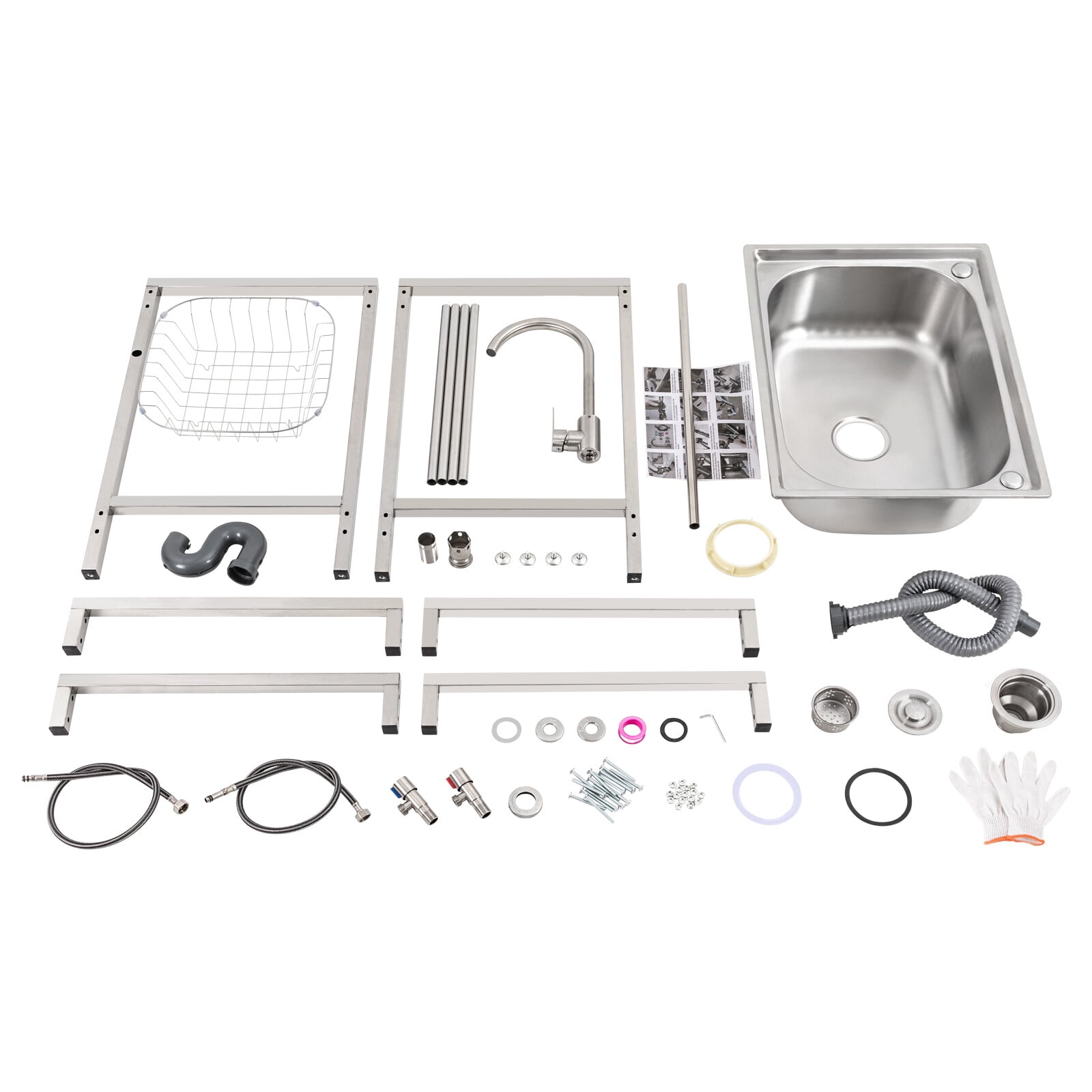 Miumaeov Commercial Stainless Steel Sink Outdoor Single-Bowl Utility Sink with Faucet