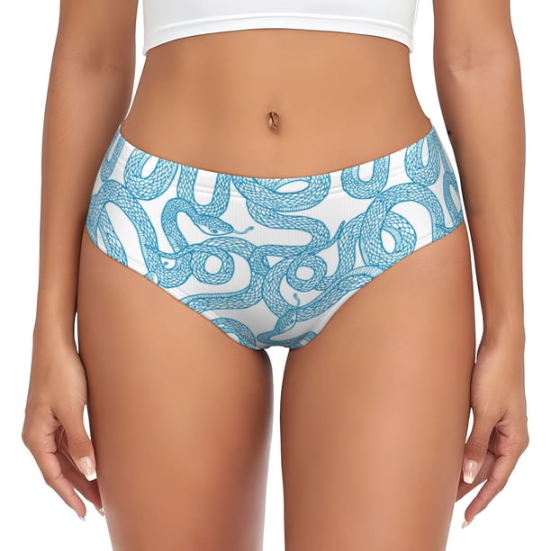 Balery Blue Snake Ropa Interior de Algodón para Mujer con Dibujo – Braguitas Cómodas y Elásticas, Estilo Clásico-3X-Large