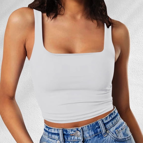 Womens Tank Tops Square Neck Sleeveless Women's Fitted Basic Tops Womens Summer Clothing Womans Clothes