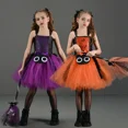 thumbnail image 2 of Vestido de malla tejida con forma de calabaza para niñas, disfraz de cosplay, disfraz de fiesta de carnaval de Halloween, disfraz de calabaza para niños pequeños, vestido de tutú de baile, 2 of 5