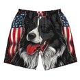 thumbnail image 2 of Honeii's Independence Day Collie Print Men's Casual Shorts with Drawstring，Swim Trunks Quick Dry Beach Shorts, 2 of 5