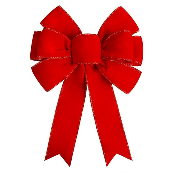 Red Christmas Bows Large Velvet Bow for Wreaths, Tree, Outside Decorating, Outdoor (12 * 14 inch) 1-pack (12*14 inch)
