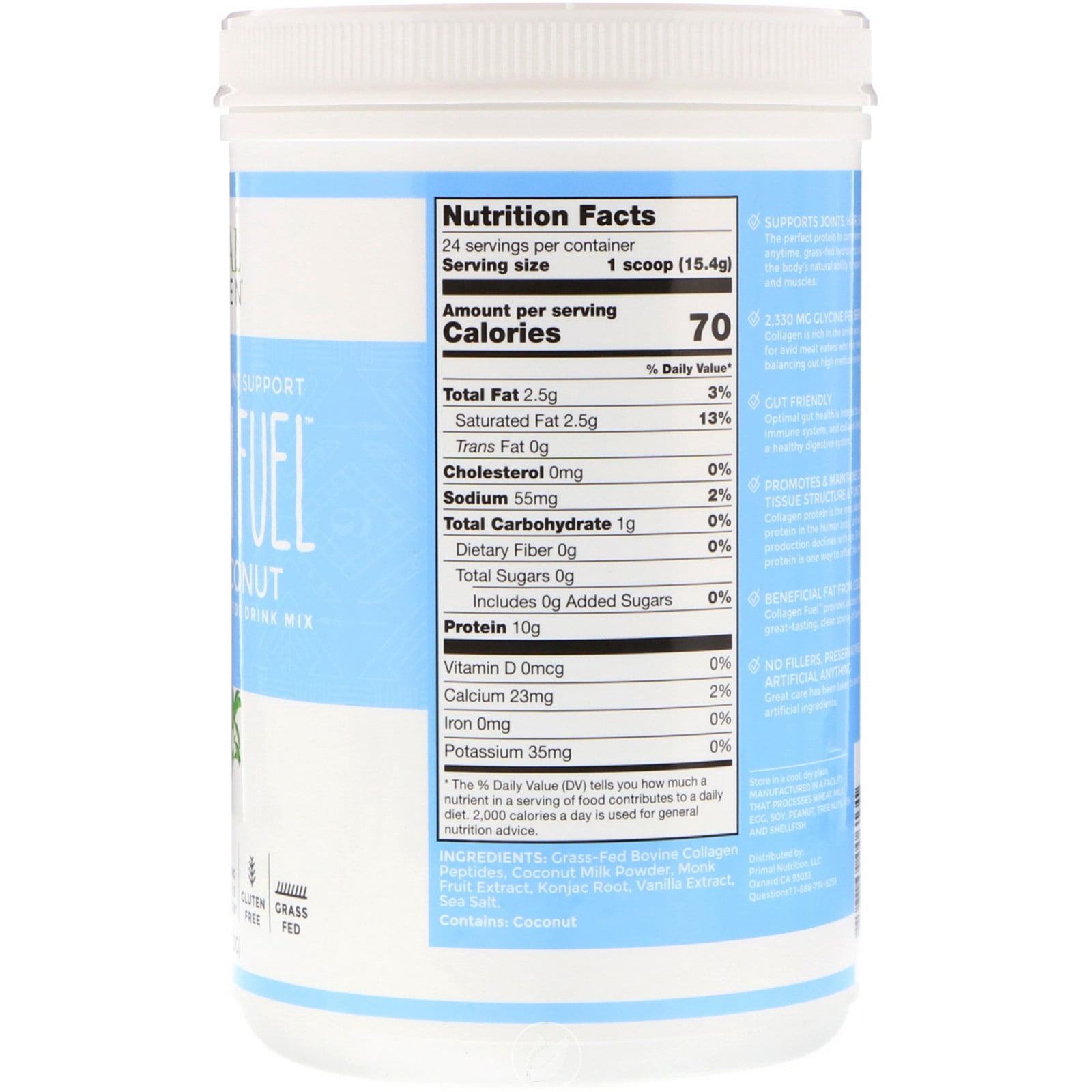 Primal Kitchen Collagen Fuel Vanilla Coconut Protein Drink Mix