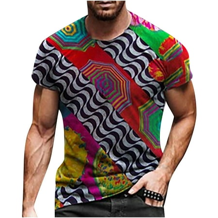 

Mrat Corset Tops for Men Short Sleeve Round Neck Printed Fashion Cardigan Casual Shirt Tops Blouse White Shirts