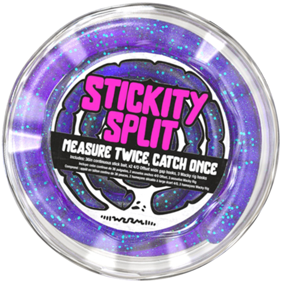 Wurm Stickity Split Cut to Length Fishing Bait and Hook Set, Green Pumpkin Magic