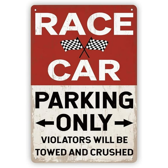 Vintage Car Parking Metal Tin Signs Race Only Sign Room Decor for Boys Bedroom Themed Men Garage Cars Wall Decorations 8x12 Inch