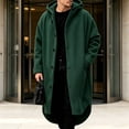 thumbnail image 5 of Atkumj Trench Coat Men Solid Color Hooded Long Winter Overcoat Stylish Long Sleeve Button Down Front Winter Coats 2XL, 5 of 8
