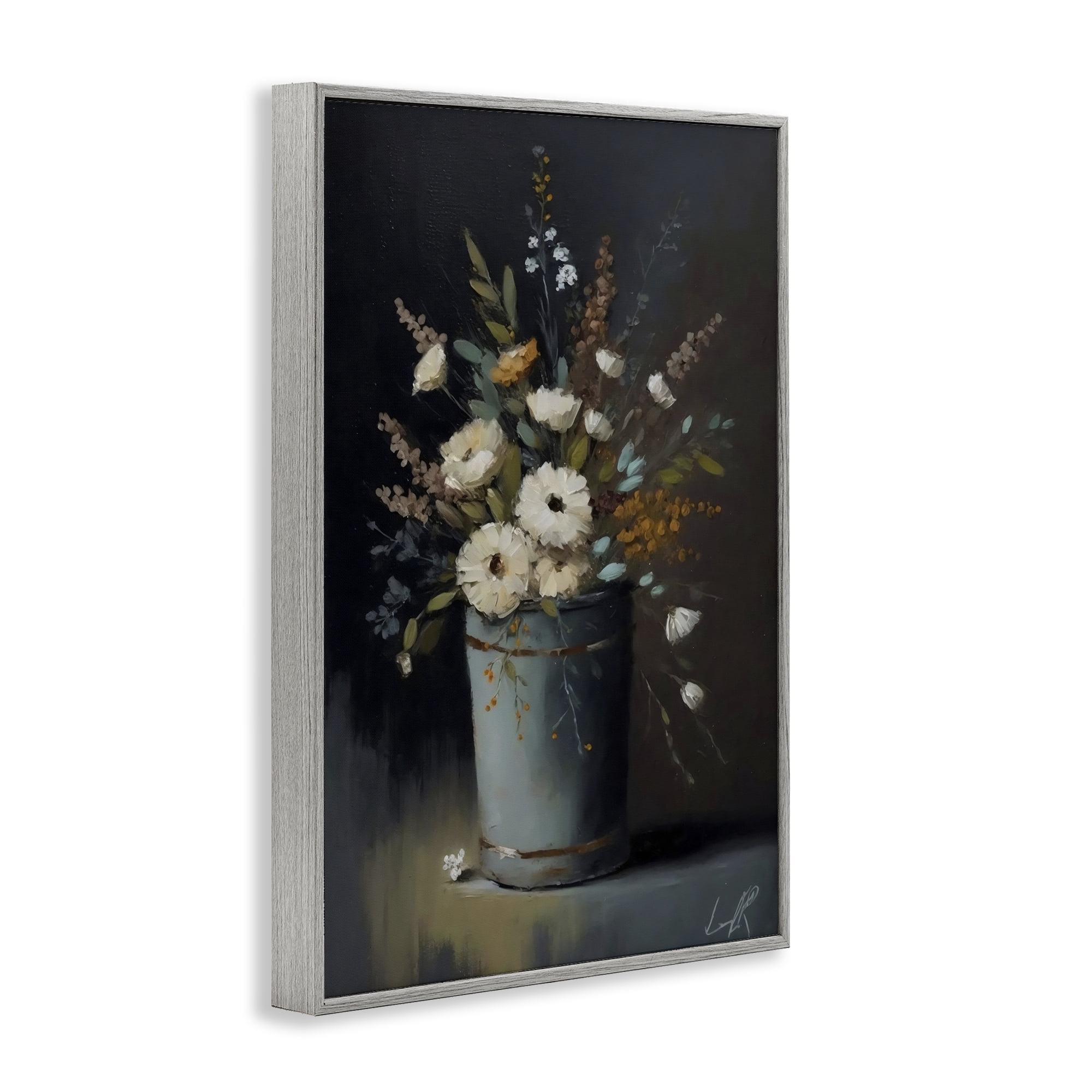 Stupell Industries Rustic Floral Bouquet Bucket Gray Framed Giclee Art, design by Creative Studio