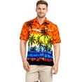 thumbnail image 7 of HAPPY BAY Men's Hawaiian Shirts Short Sleeve Button Down Shirt Mens Tropical Shirts Casual Vacation Summer Party Caribbean Shirts for Men Funny XXL Island View, Orange, 7 of 7