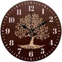 Tree of Life Wall Clock Non-Ticking Clocks Round Decorative Clock Printed Wall Clock