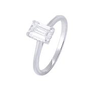 AIA JEWELRY 0.75Ct Aquamarine & Diamond Rings for Women - Emerald Cut 925 Sterling Silver Rings - Engagement Rings & Wedding Rings for Women