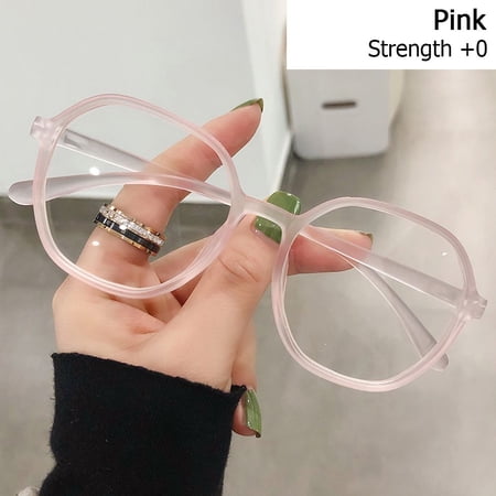 Fashion PC Frame Portable Far Sight Glasses Presbyopic Eyewear Anti-UV Blue Rays Glasses Computer Goggles Reading Glasses PINK STRENGTH 0