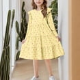 thumbnail image 5 of Plebaso Girls Ruffle Long Sleeve Dresses Ruffle Tiered Dresses Kids Girls Crew Neck Flowy Midi Dresses, 5 of 6