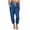 Blue, variant on LEAVINGSUO Summer Fall Womens Pants Plus Size Women's Fashion Solid Color Comfortable Leisure Pocket Nine-Point Pants Blue L
