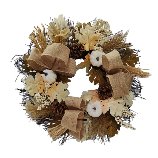 Corona de otoño, corona de , corona Artificial de otoño de 20 pulgadas, corona de Acción de Gracias para pared de boda, puerta delantera de