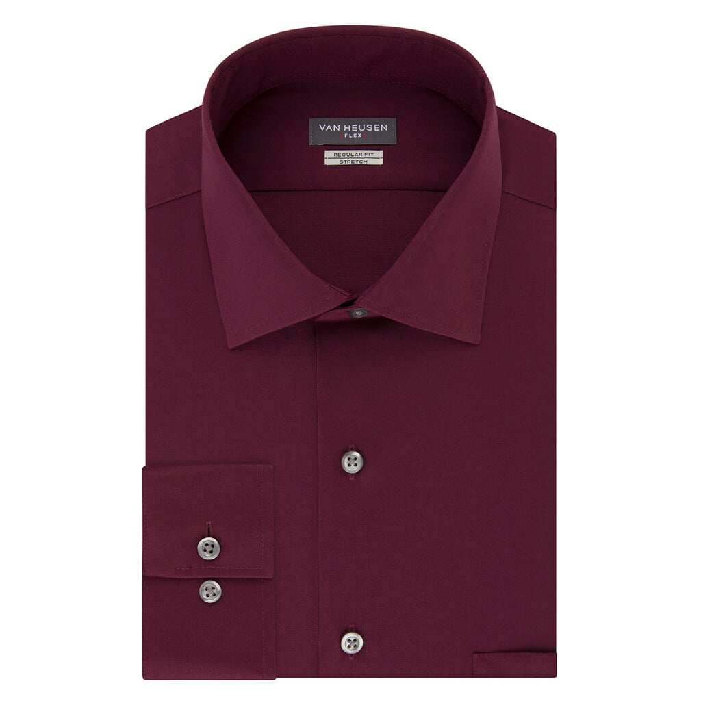 Van Heusen Men's Slim-Fit Flex Collar Stretch Dress Shirt, Mulberry, 18.5  36/37