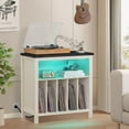 thumbnail image 5 of Large Record Player Stand with Charging Station & LED Lights, White Vinyl Record Storage Table Holds up to 230 Albums, Turntable Stand with Display Shelf for Music Room Bedroom Living Room, 5 of 16
