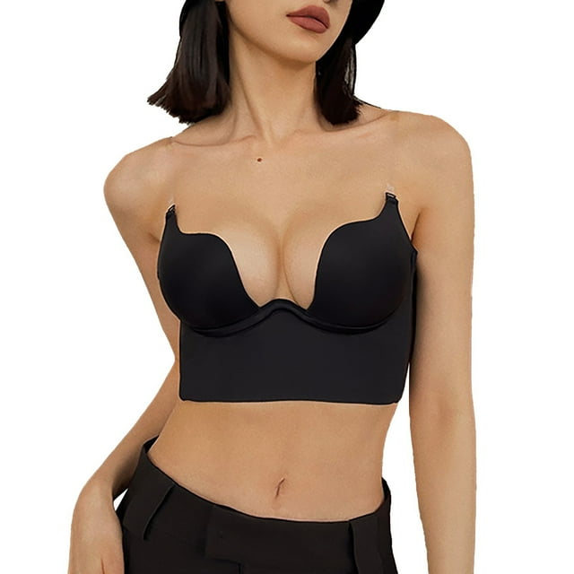 Bra Pads Inserts Dd Cup Womens Bras No Underwire Full Support Women Solid Low Back Bras Underwired U Shape Backless Bras Multiple Convertible Straps
