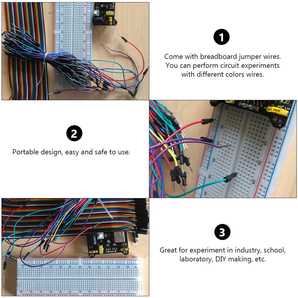 OATIPHO Breadboard Power Supply Module with Jumper Wires and Cables for Circuit Experiments Easy Installation Durable Kit