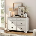 thumbnail image 6 of WAMPAT Farmhouse 3-Piece Bedroom Set, 47.2" Wood 6-Drawer Dresser and Nightstand Set of 2 with Charging Station for Bedroom,Living Room,White, 6 of 9