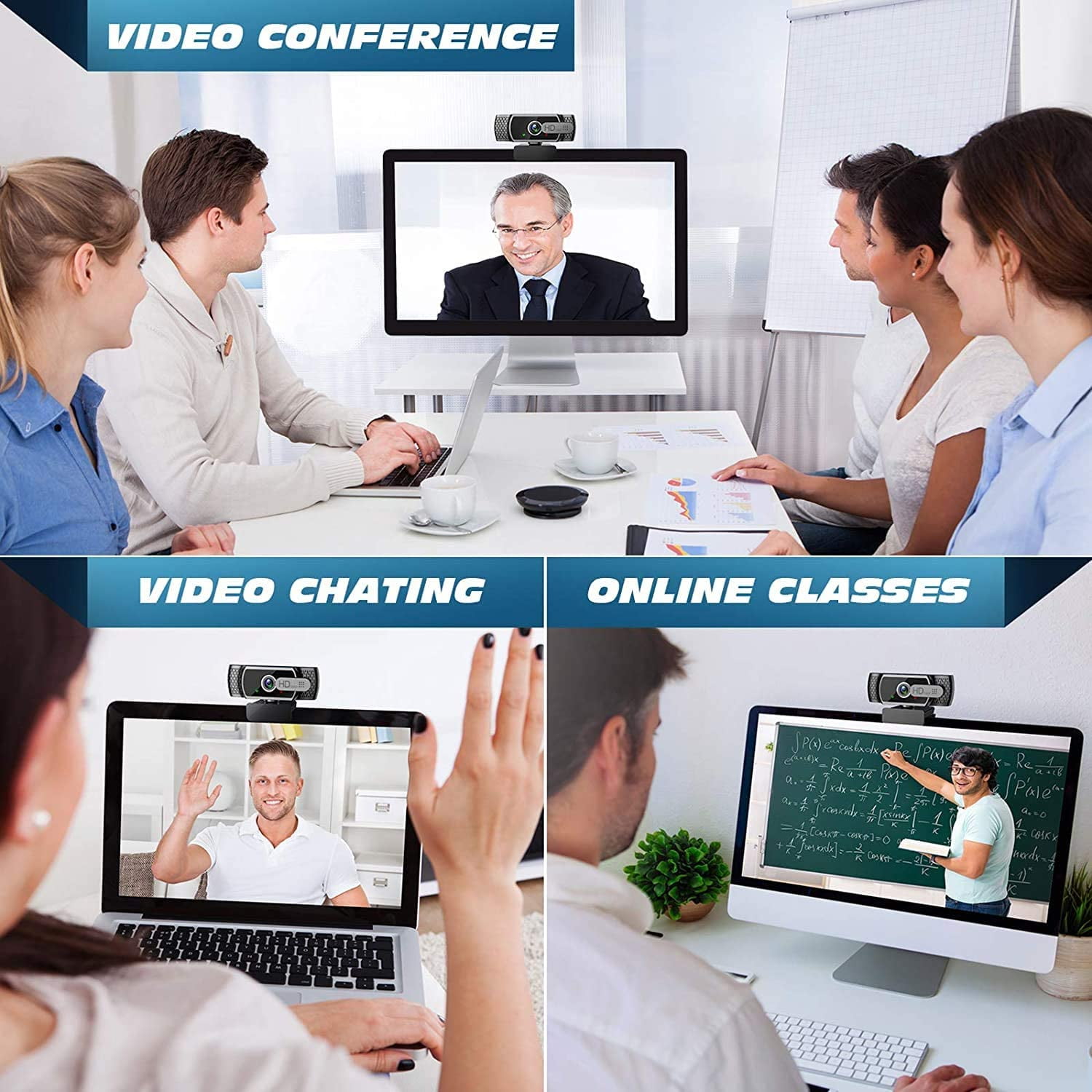 Webcam with Microphone, 1080P FHD Webcam with Privacy Cover, Plug and Play USB Web Camera for Desktop & Laptop Conference, Meeting, Zoom, Skype,Windows, Linux, and macOS (Webcam Only)
