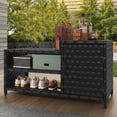 thumbnail image 2 of Craftian Outdoor Resin Deck Box, Weatherproof Rattan Outdoor Shoe Bench with Pool Storage - Black, 2 of 10