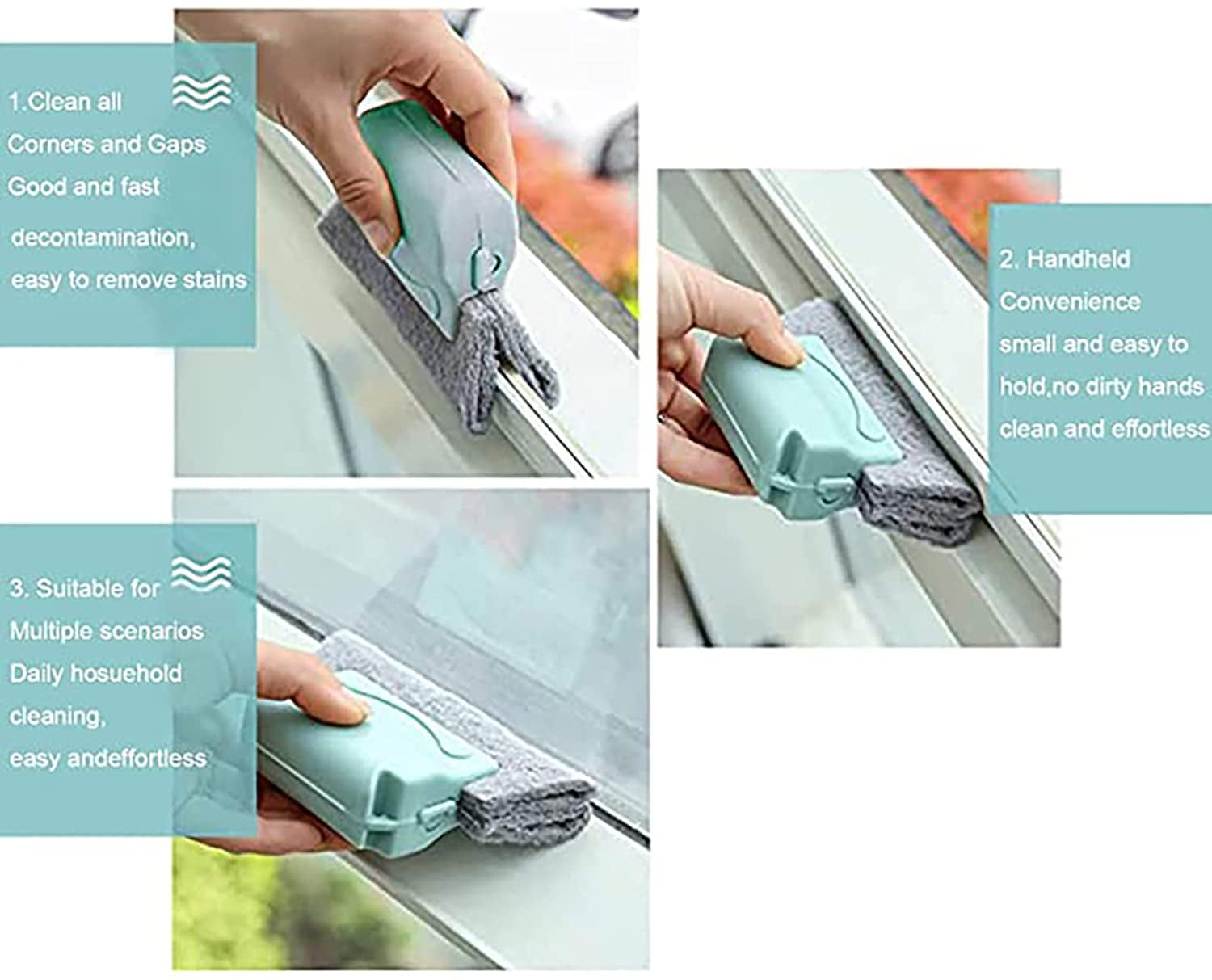 Shop Clearance! 3pcs Creative Window Groove Cleaning Brush, Hand-Held Crevice Cleaner Tools, Fixed Brush Head Design Scouring Pad Material for Door