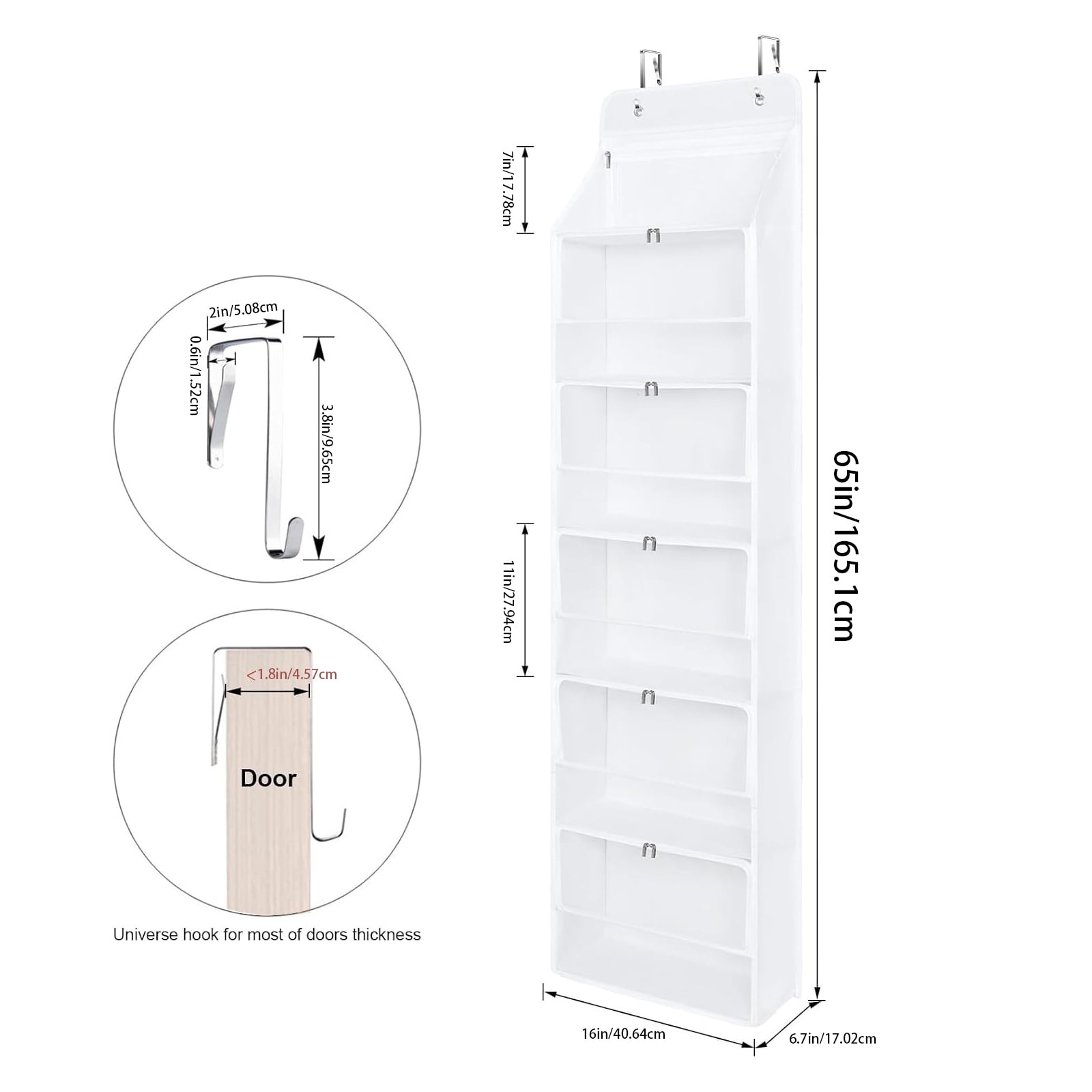 Door-Mounted Yarn Storage Rack with 6 Zippered Compartments, Large-Capacity Knitting Needle and Yarn Organizer, Hanging Craft Storage Bag for Crochet Supplies